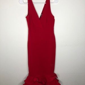 Red ruffle dress